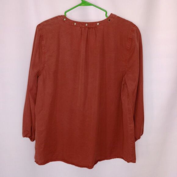 ⭐ ND New Directions Women's V Neck Oversized Peasant Lyocell Blouse Top Med - Picture 2 of 6